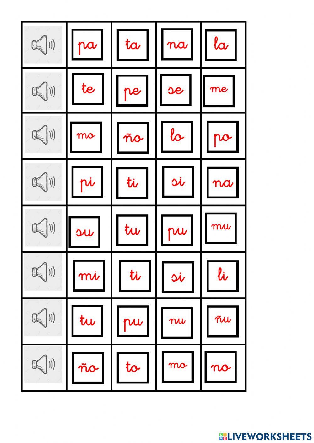Discriminación auditiva de sílabas