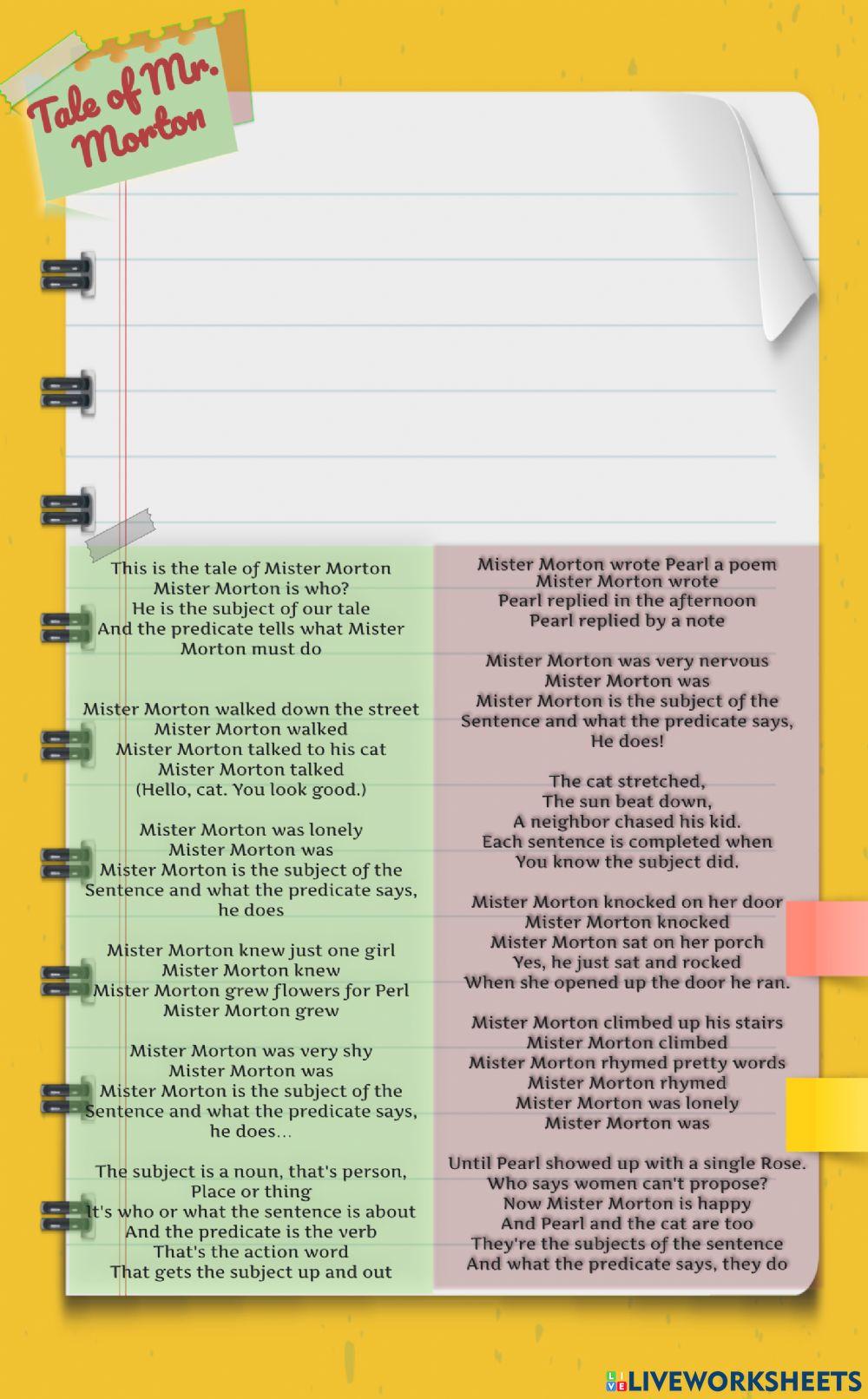 The Tale of Mr.Morton - Past Simple Verbs