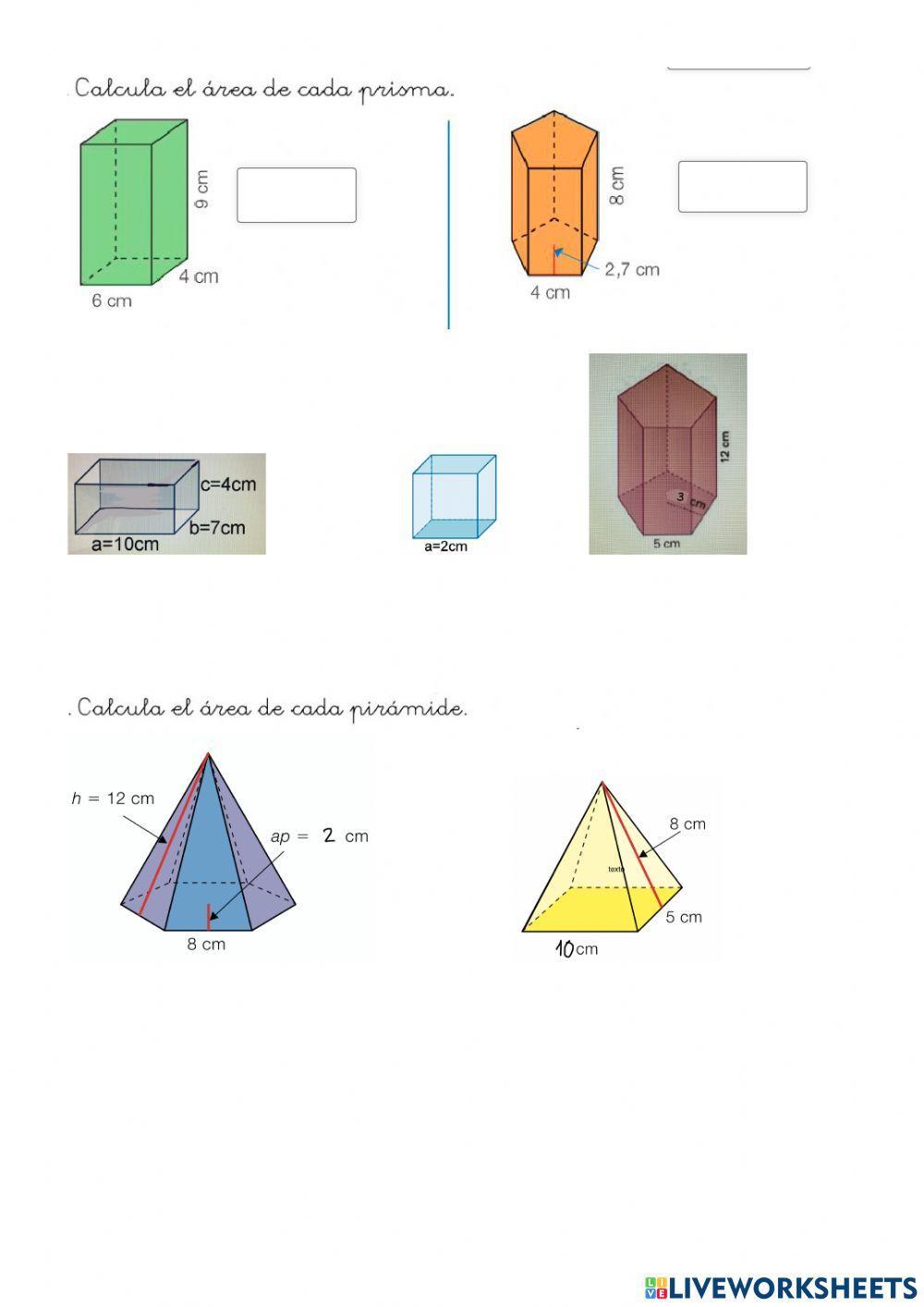 Área de prismas y pirámides