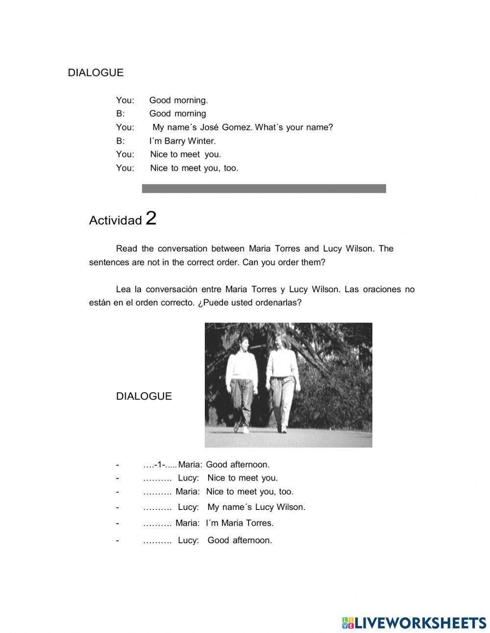 Actividad N°3 1° Año EPJA 727 Inglés