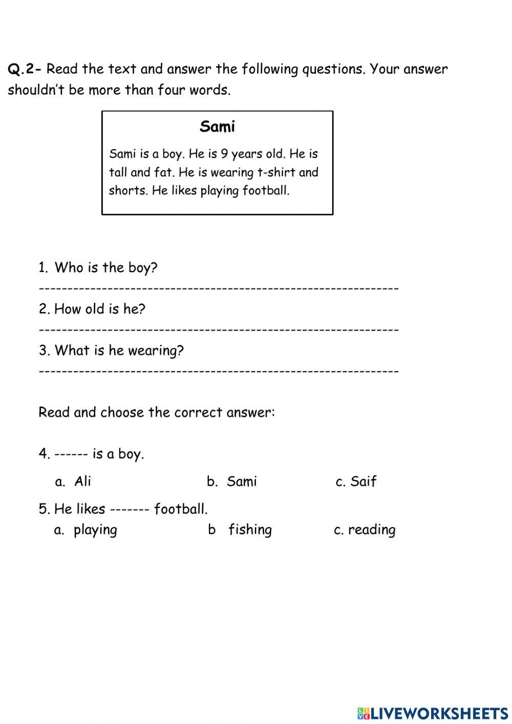 Read &write activity | Live Worksheets