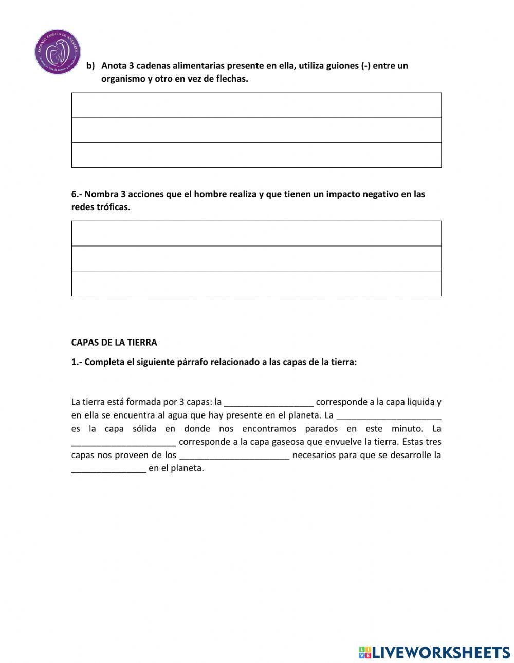 Redes tróficas y capas de la tierra