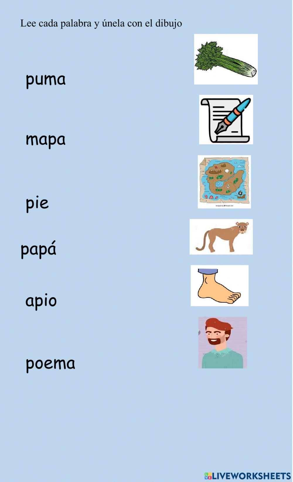 Palabras con letra m - p