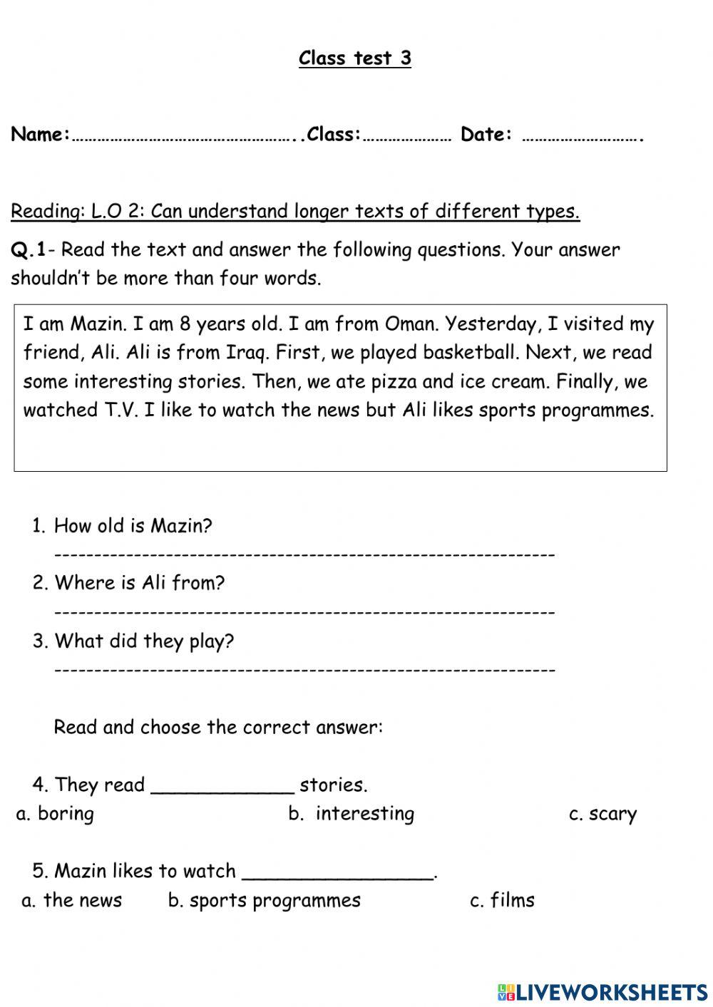 Read &write 973269 | n.s.s | Live Worksheets