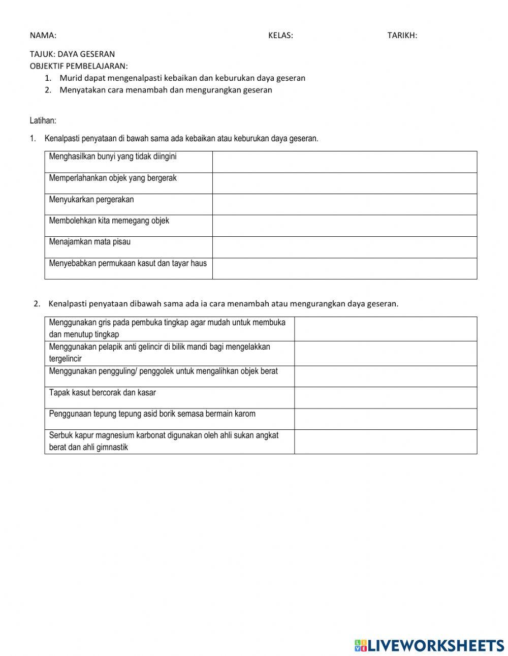 Kebaikan- keburukan & menambah- mengurangkan daya geseran