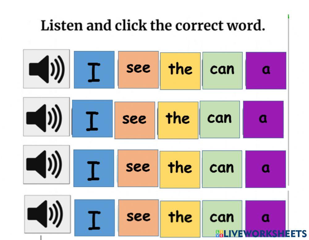 Sight words I, can, see, a