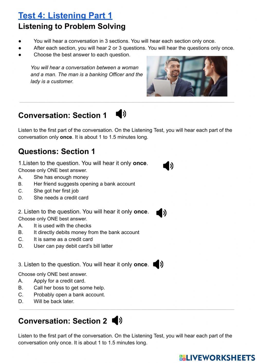 Listening Test 4 Part 1