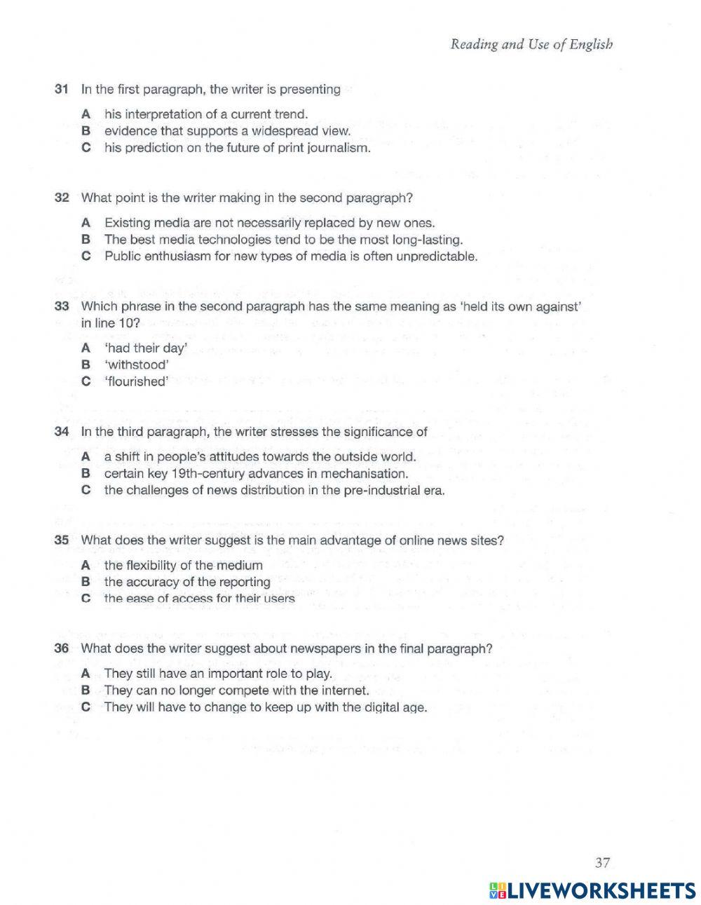 CAE Test 6 R&U P2 ADAPTED
