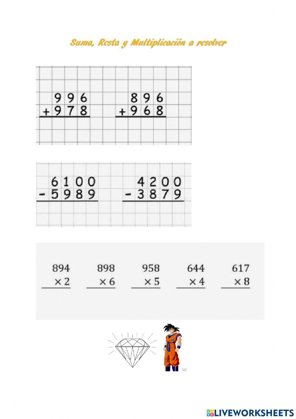 Suma, resta y multiplicación