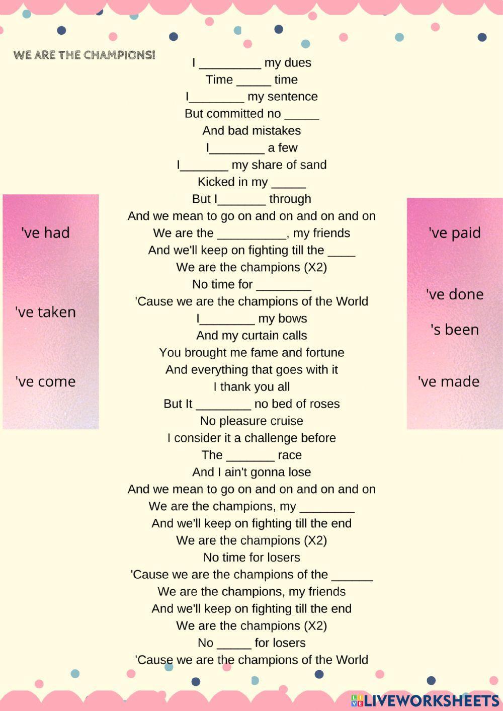 Present perfect song