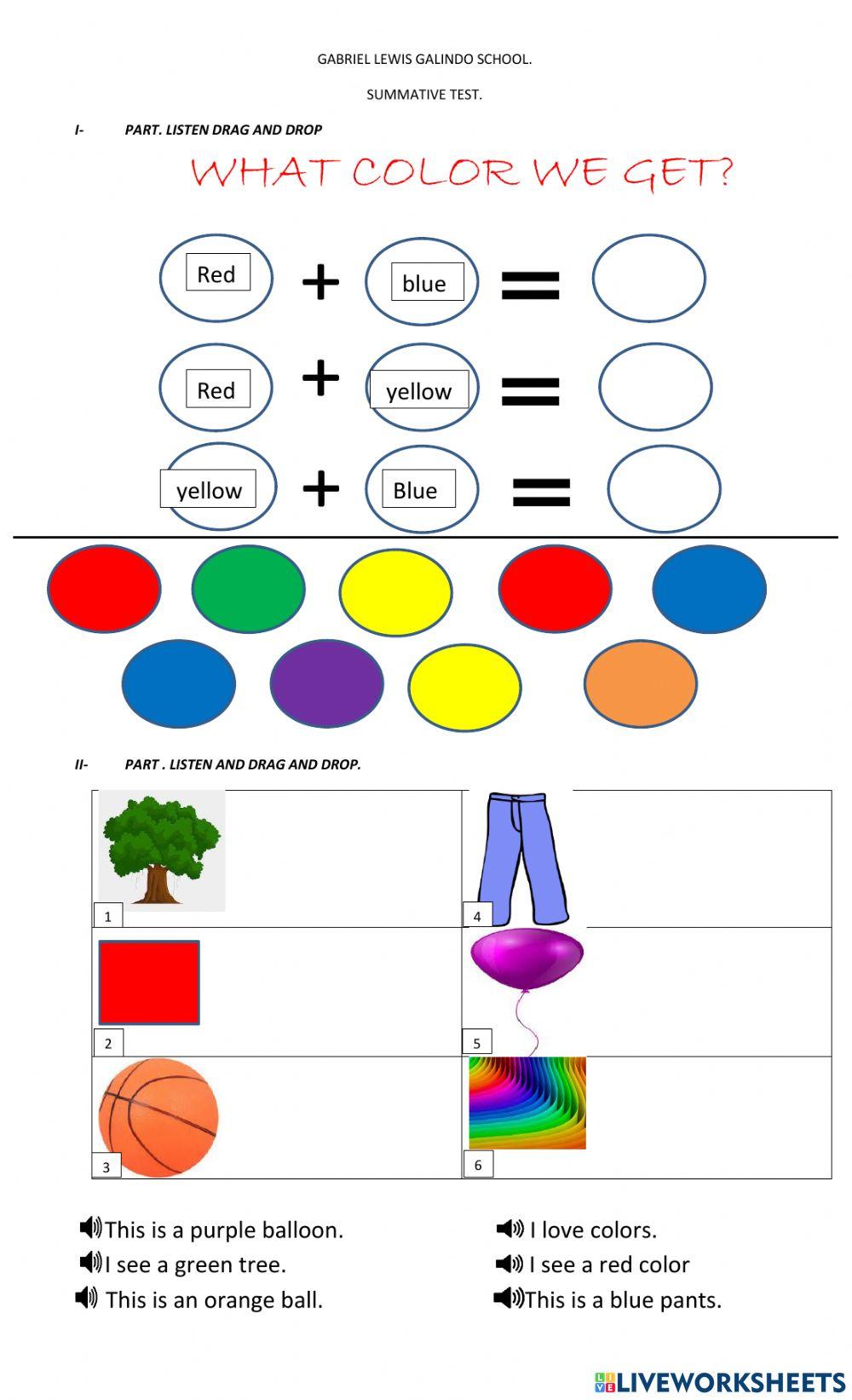 Colors and h.f.w summative