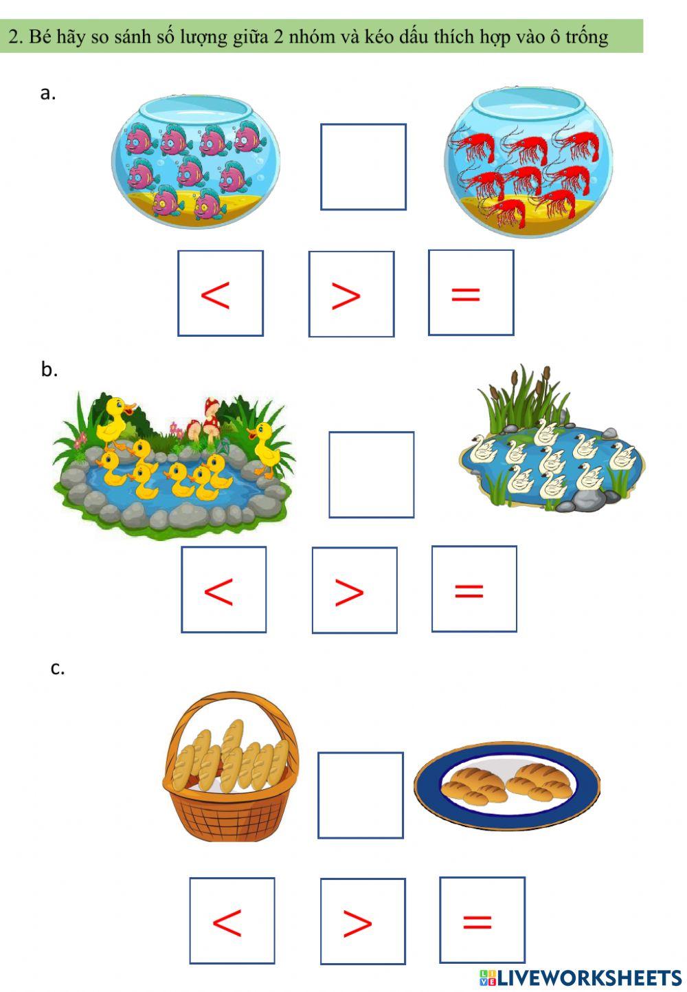 So sánh số lượng trong phạm vi 9
