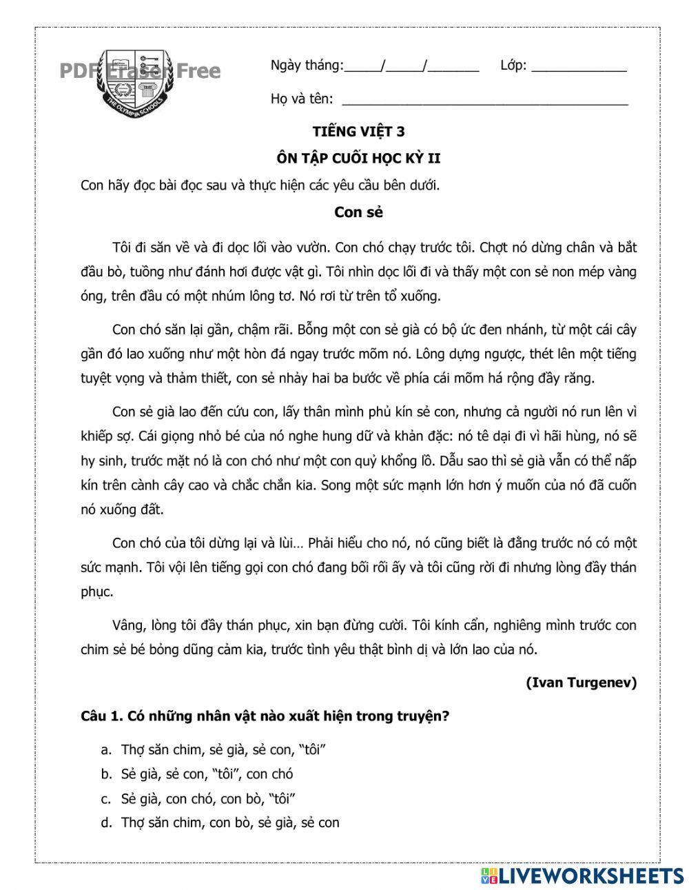 Ôn tập về các kiểu câu