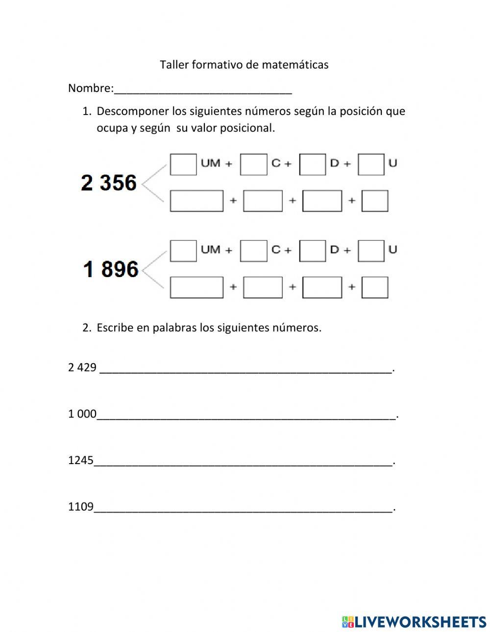 Números de 4 cifras
