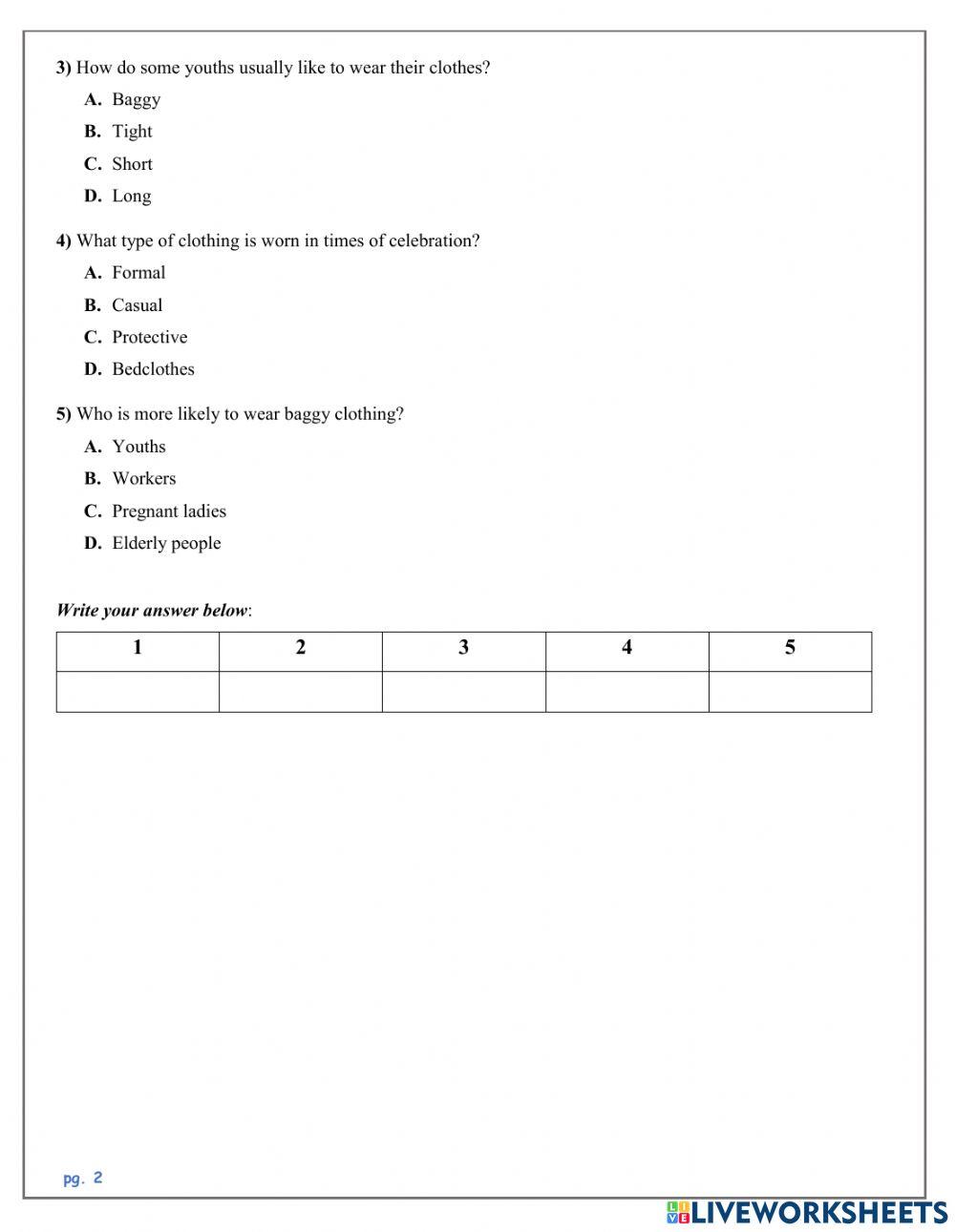 GEP 4 - Reading - Clothes