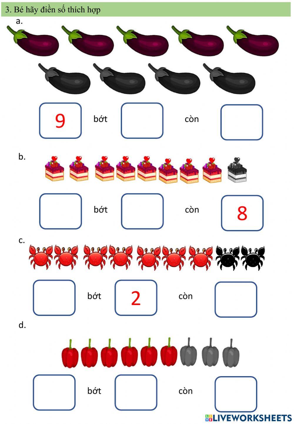 Ôn số lượng trong phạm vi 9
