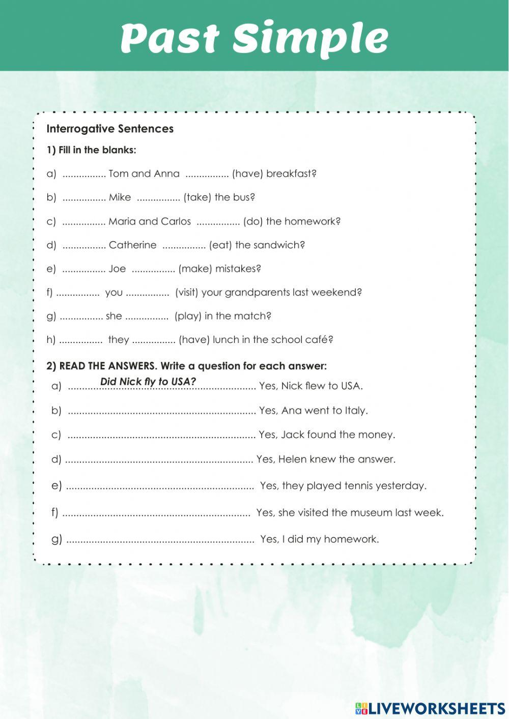 Past Simple - Revision