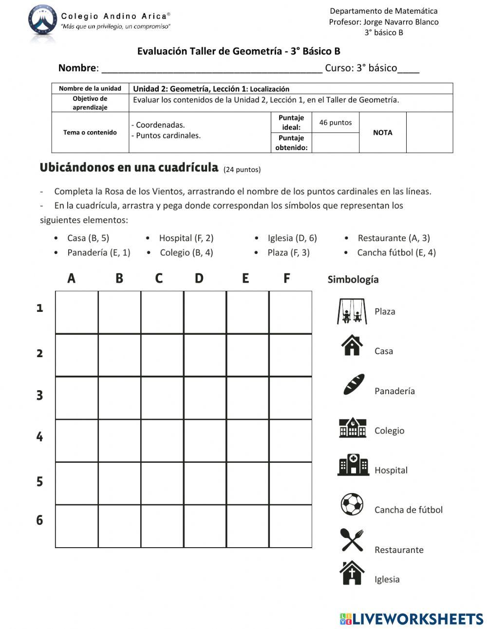 Evaluación Taller de Geometría,Unidad 2, lección 1