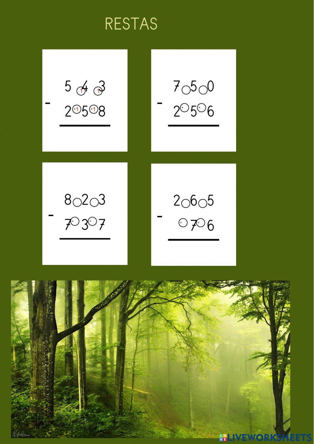 Restas números de 3 cifras 