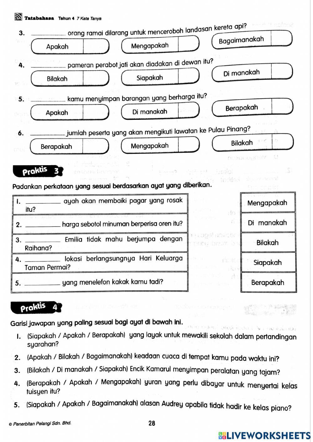 Tahun 4 - Kata Tanya
