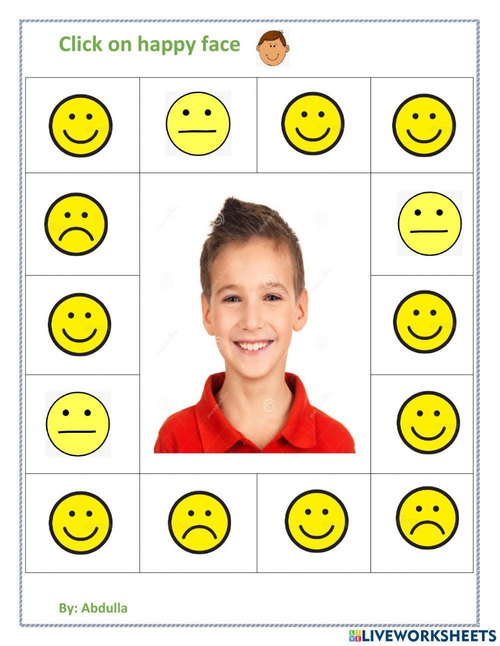 Click on the  happy face