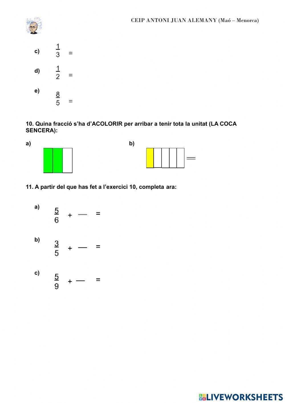 PROVA FINAL FRACCIONS 4t PRIMÀRIA