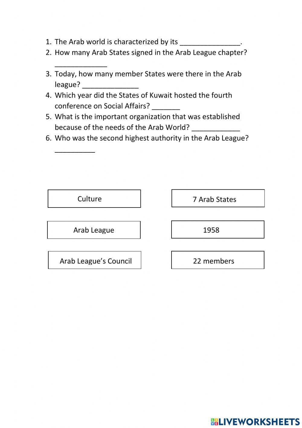 Arab League | Florest23 | Live Worksheets