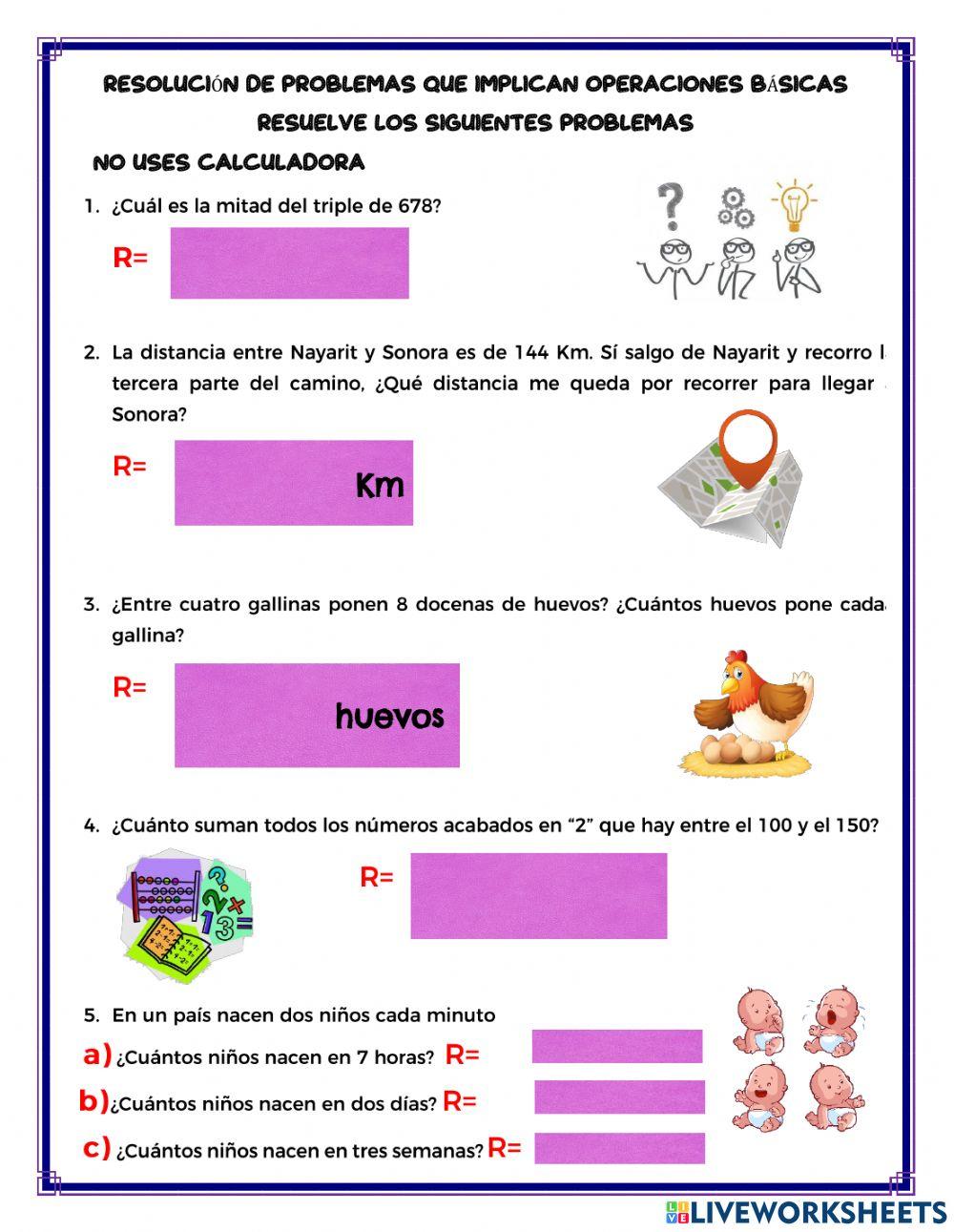 Problemas con operaciones básicas