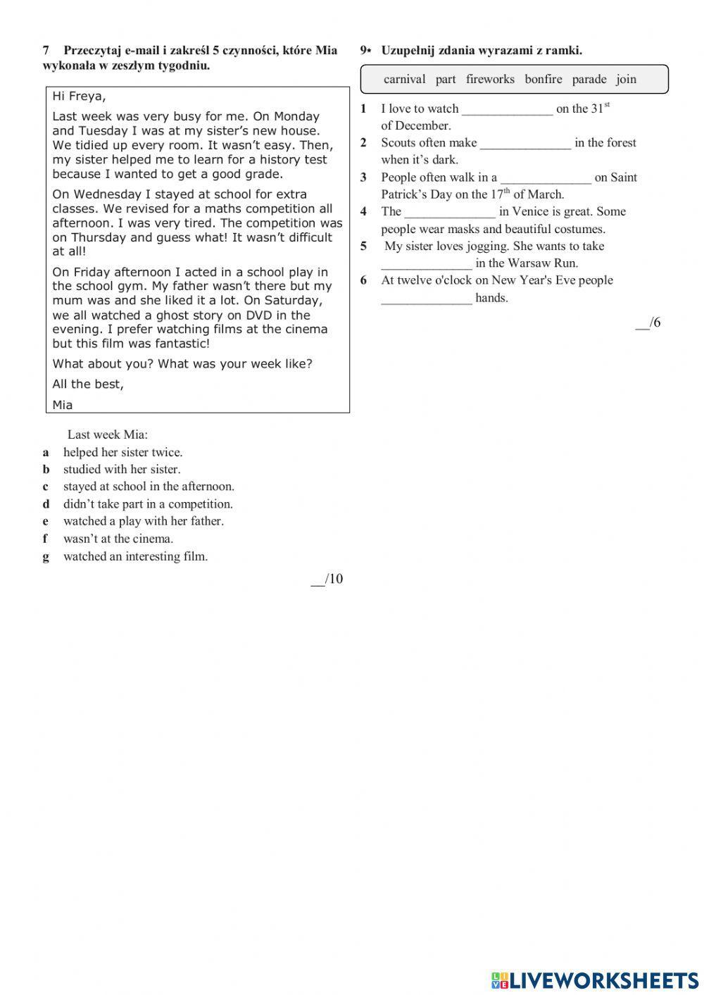 Evolution plus 2 Unit 7 test