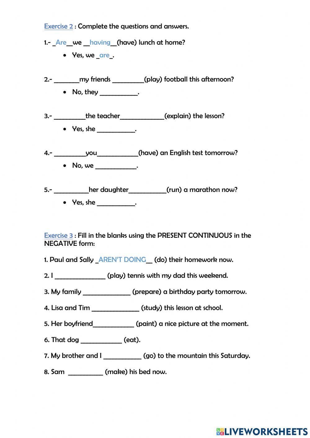 LESSON 13 - QUESTIONS with present continuous
