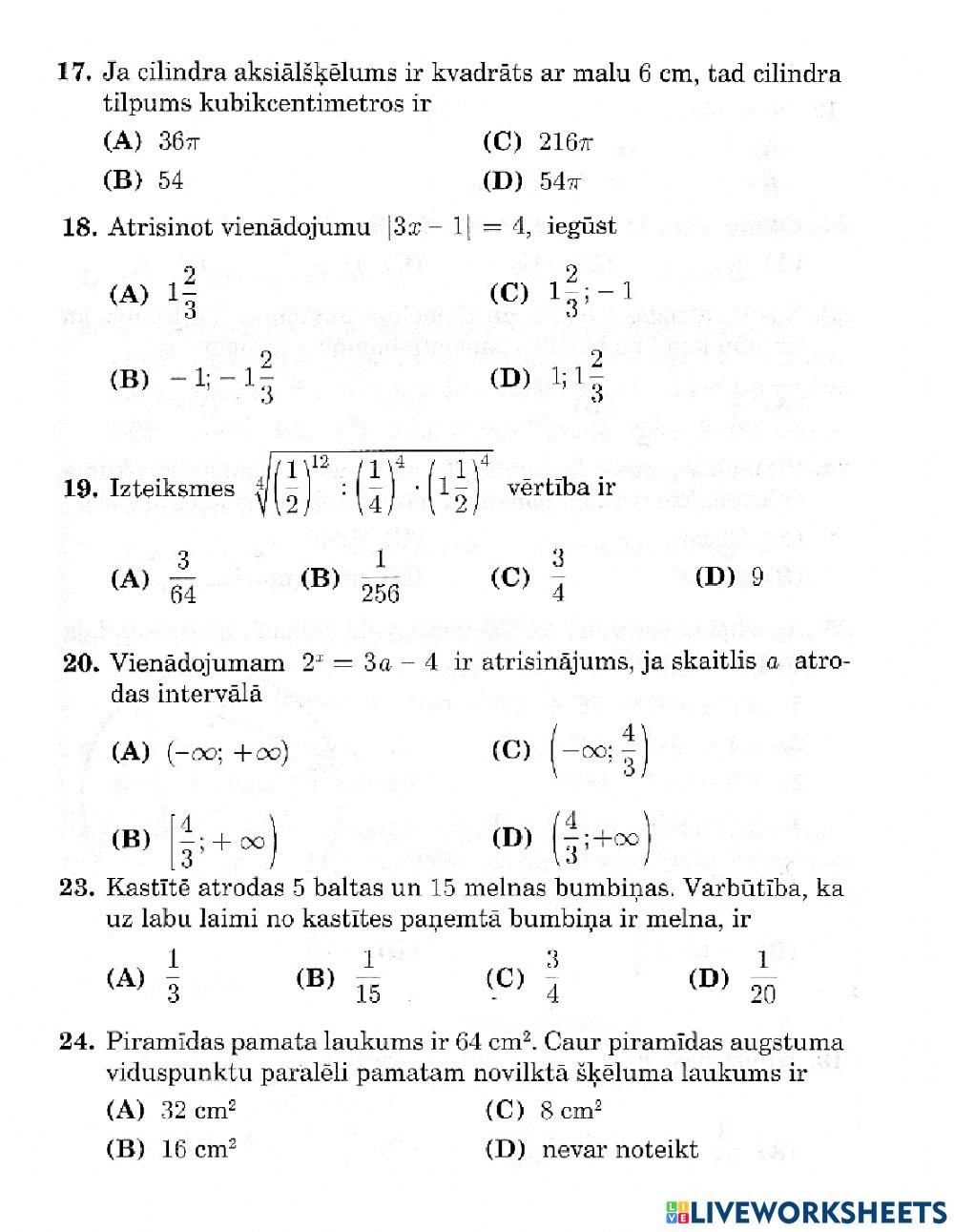 1999.gada eksāmena 1.daļa