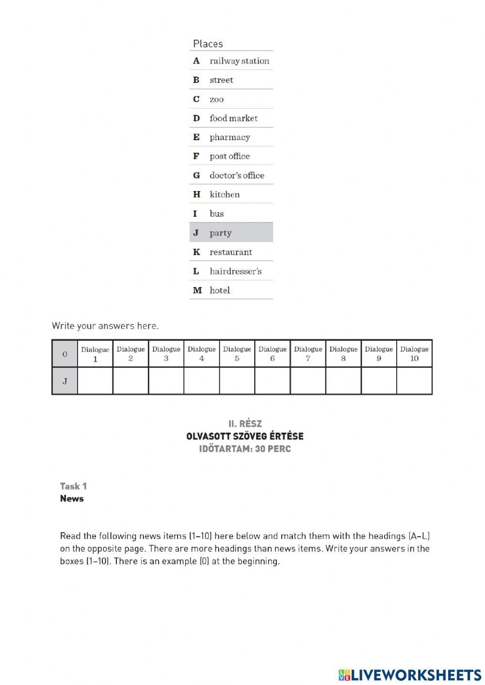 Listening and reading comprehension