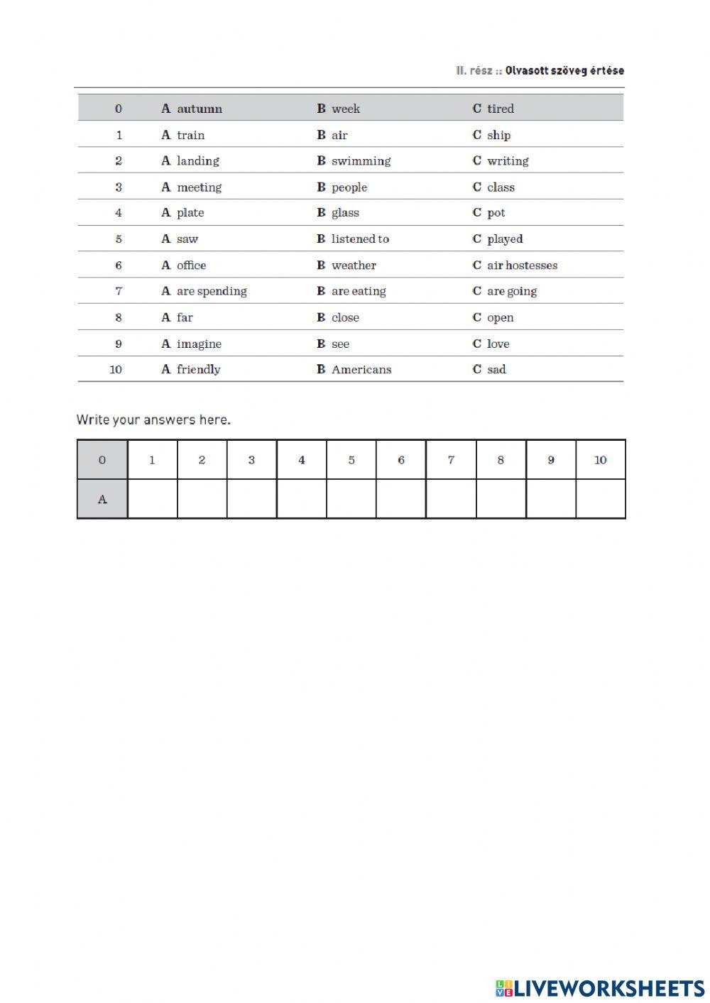 Listening and reading comprehension