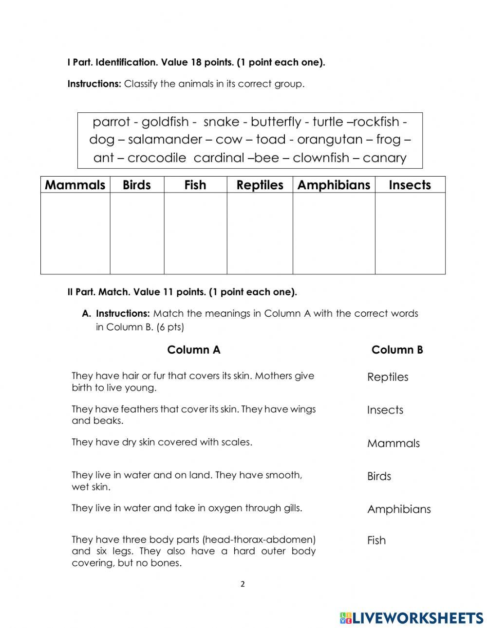 II Short Test 2 Grade III Tri 2021