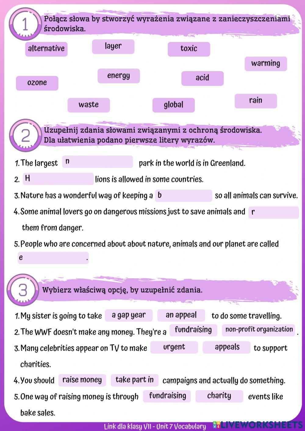 Klasa 7 - Unit 7 Vocabulary