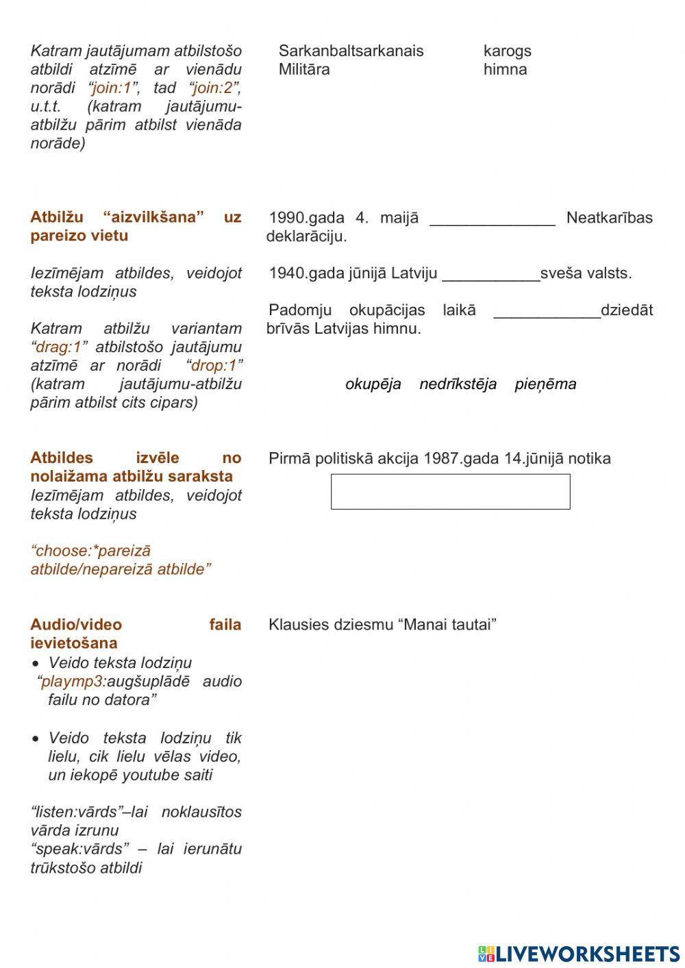 Liveworksheets.com izmantošana