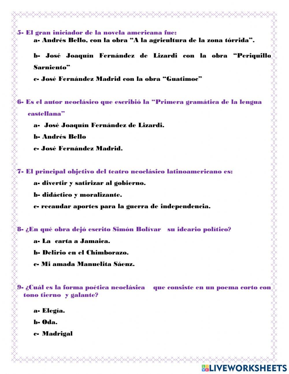 Literatura del neoclasicismo latinoamericano