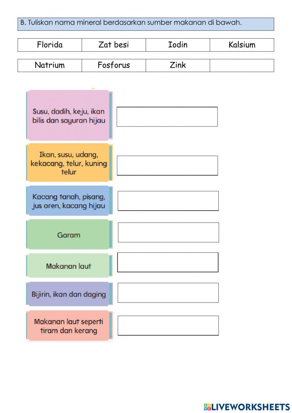 Latihan : mineral & fungsi
