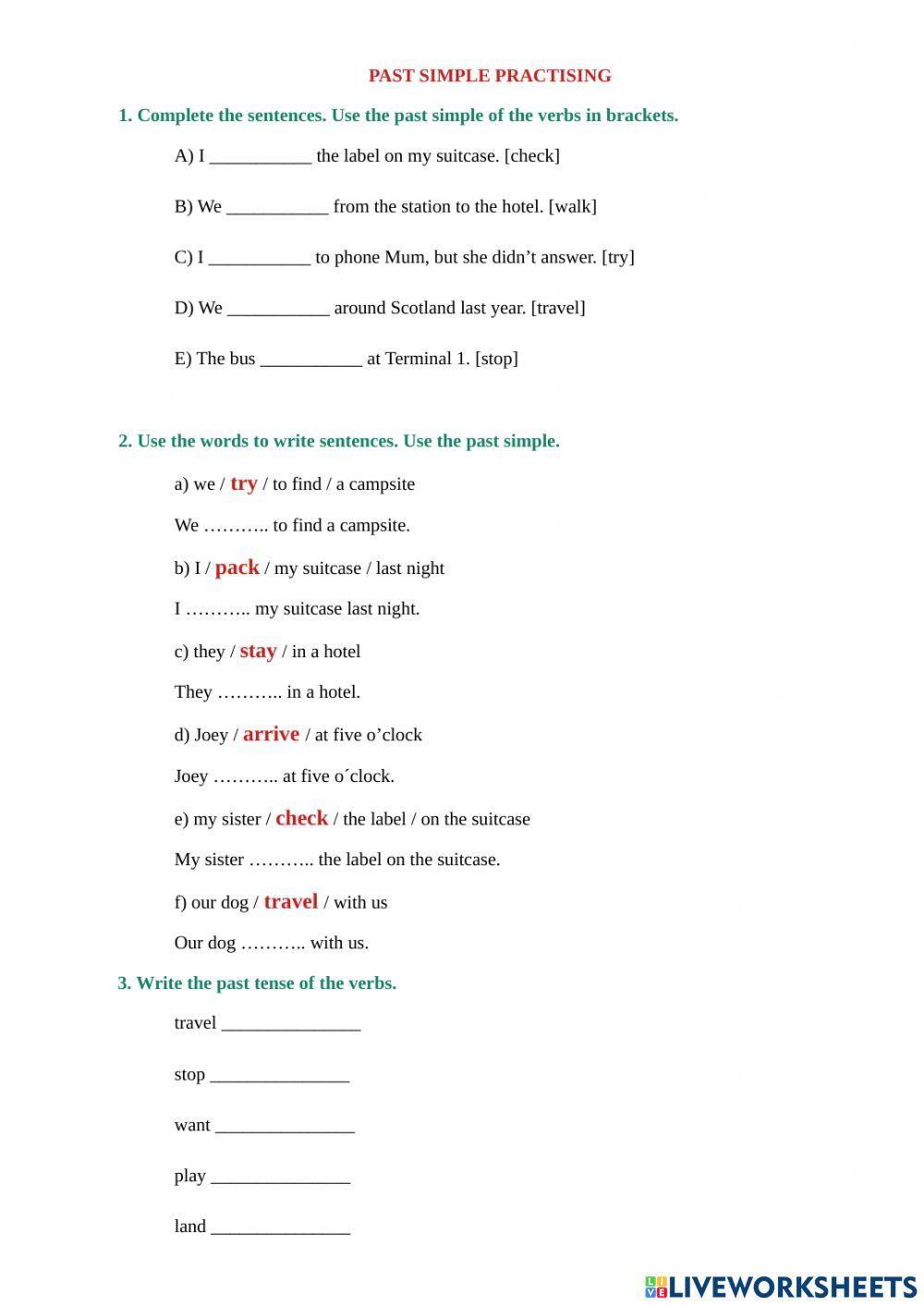 Past simple regular verbs