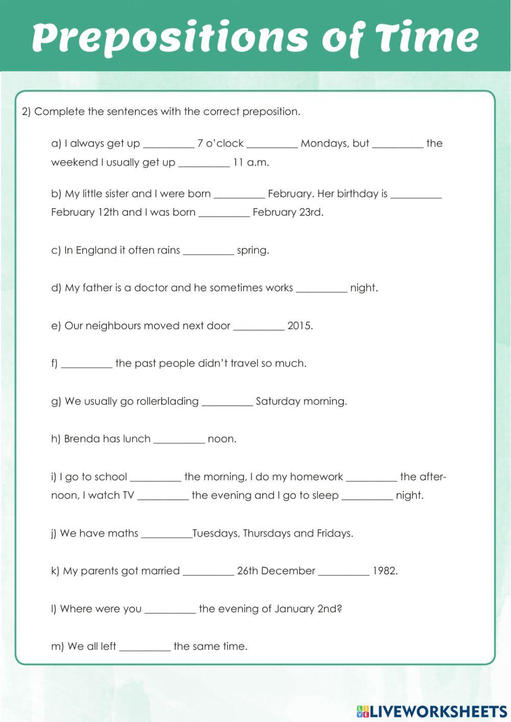 Prepositions of Time