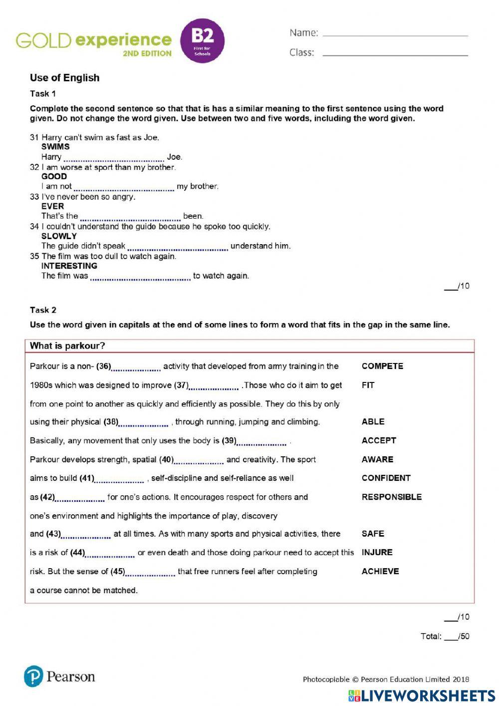 2021 - 5th Year - Test 1