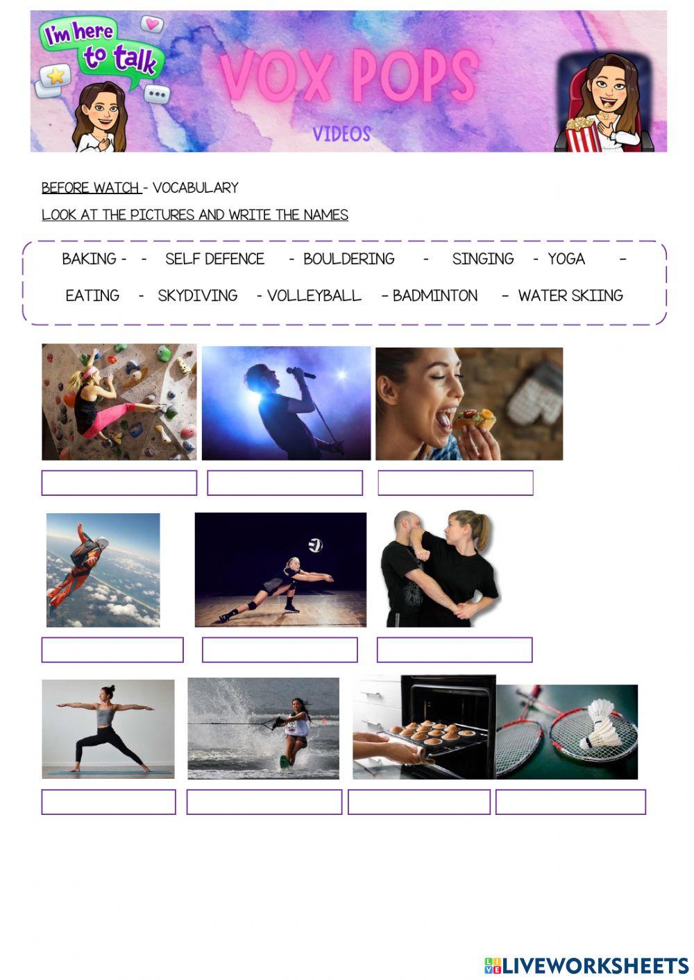Vox pops 1 activities worksheet Live Worksheets