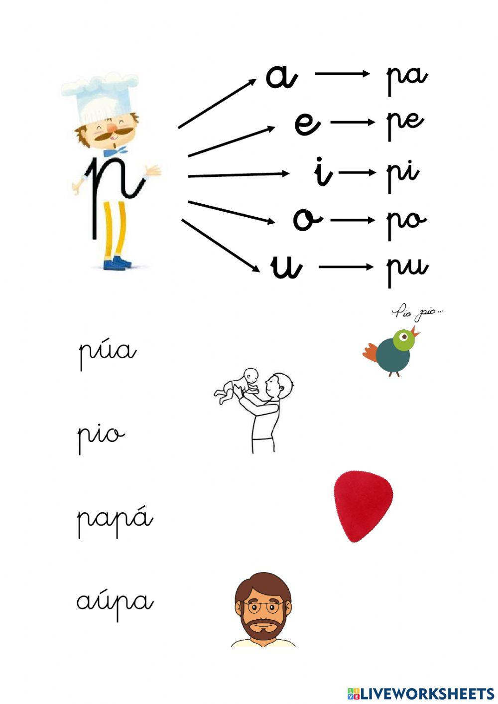 El panadero p: unir palabras