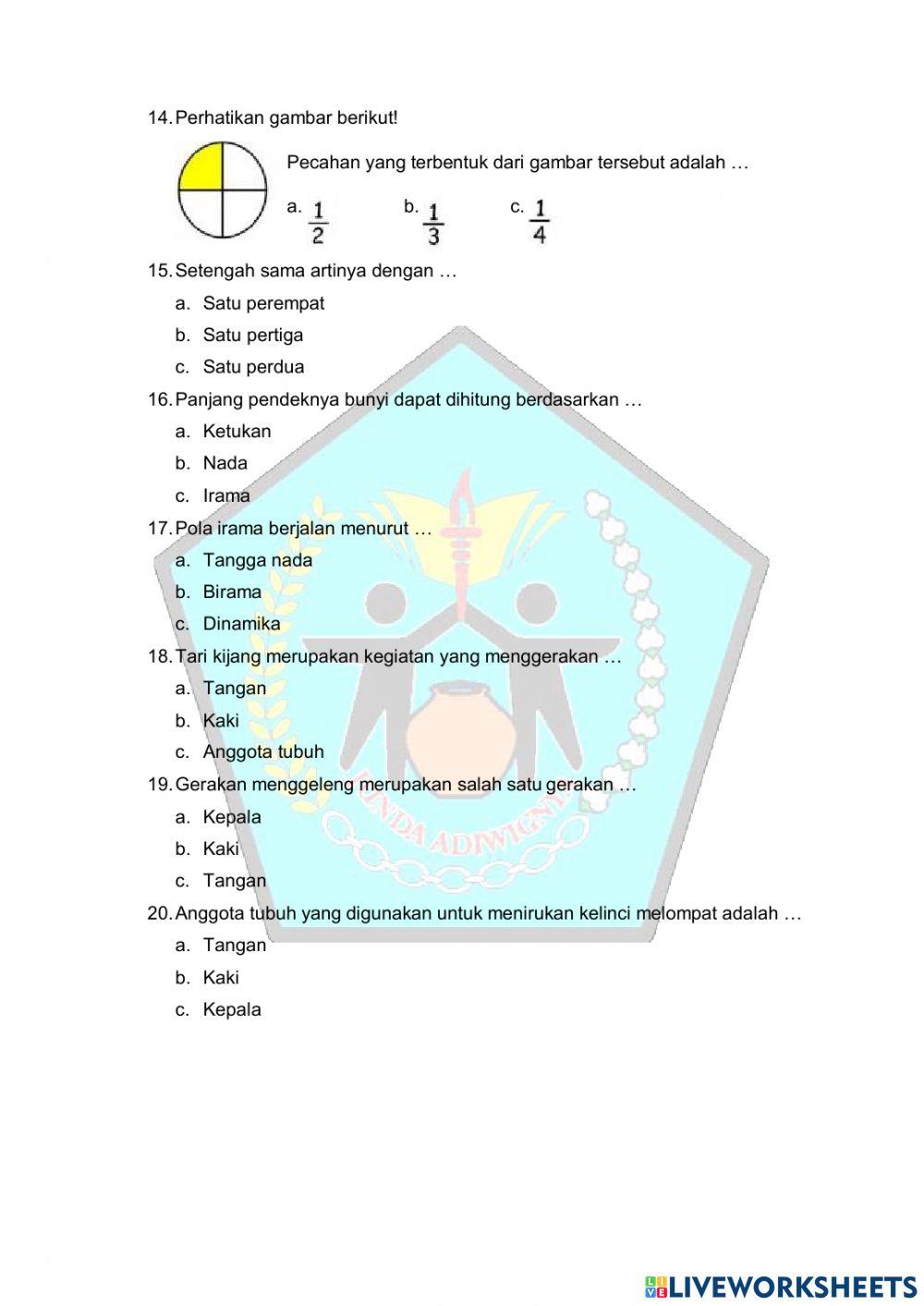 UH Kelas 2 SD Tema 7 Subtema 1 dan 2