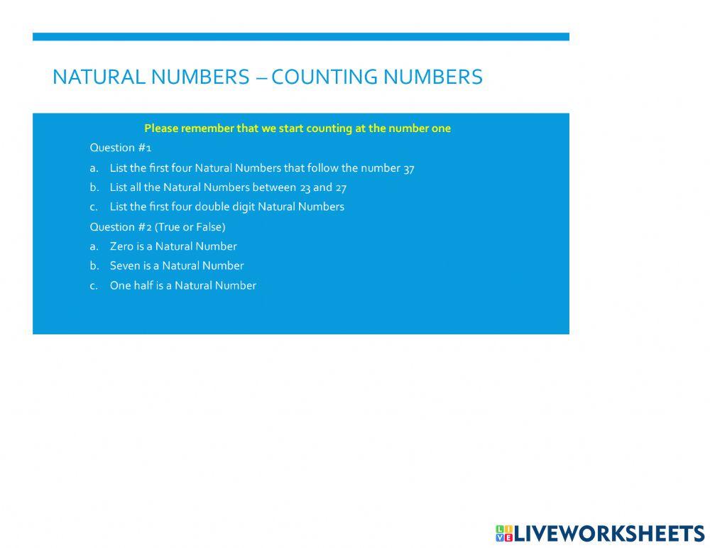 Identifying Types of Numbers