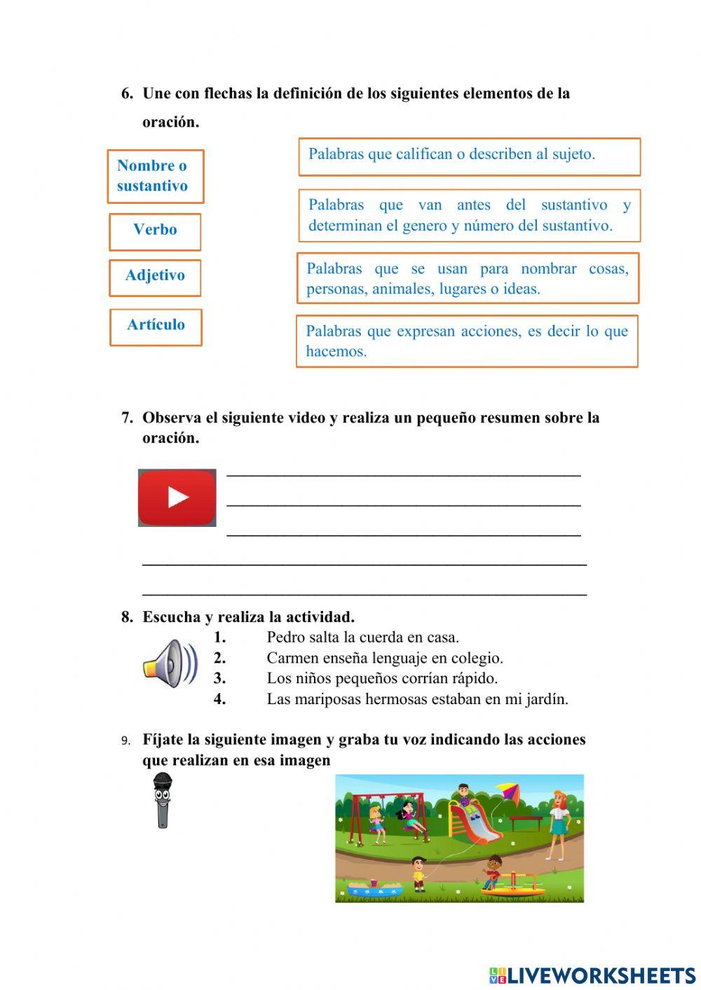 La oración y sus elementos