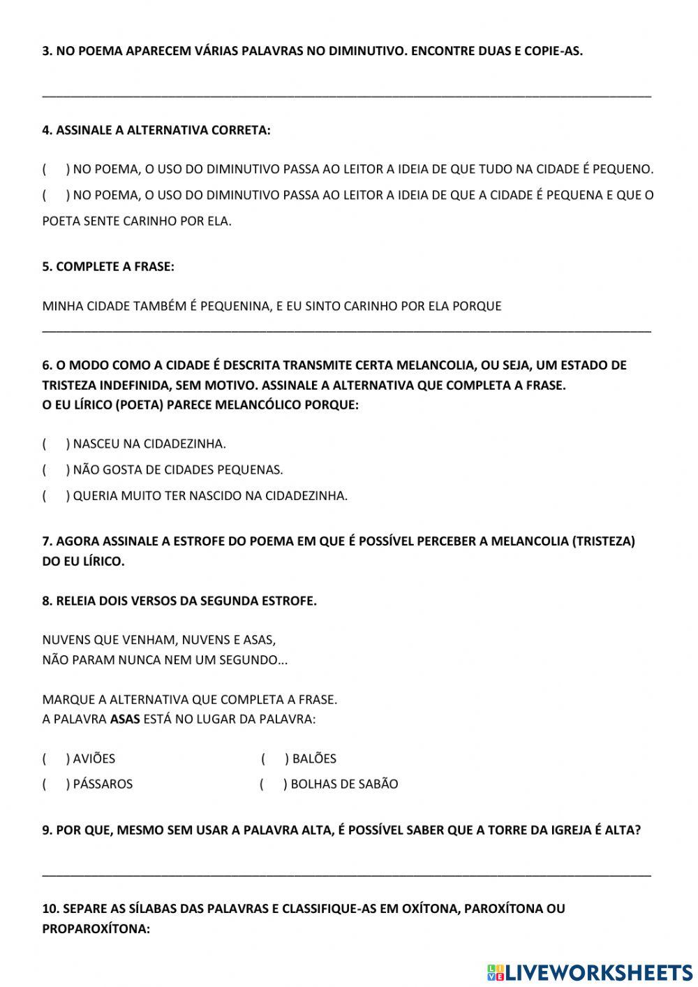 Avaliação Língua Portuguesa