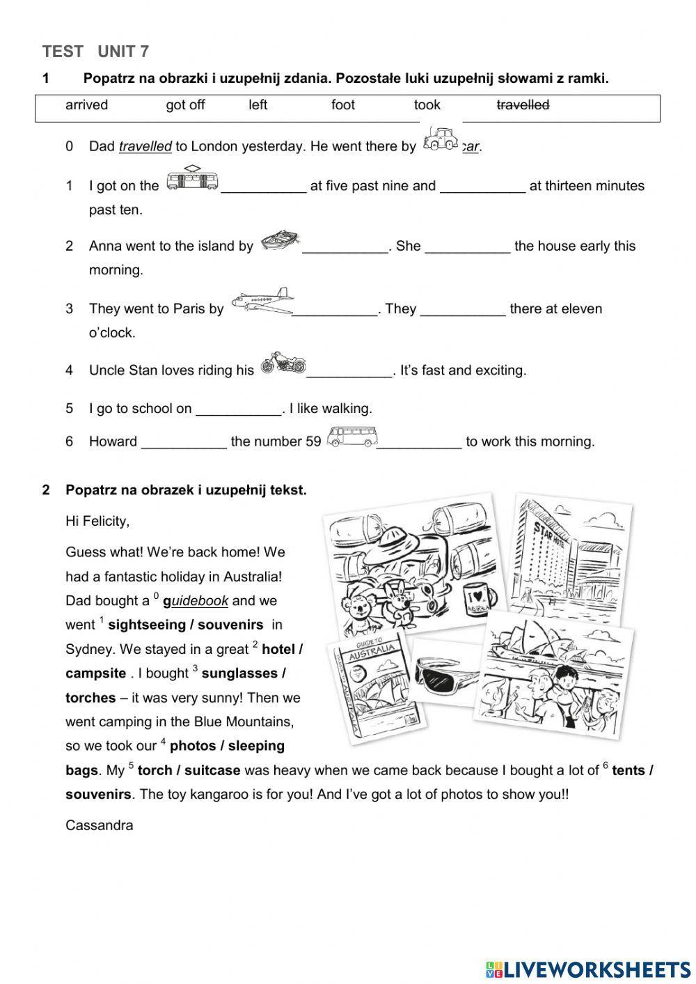 Liveworksheets English Class A1+ Unit 7