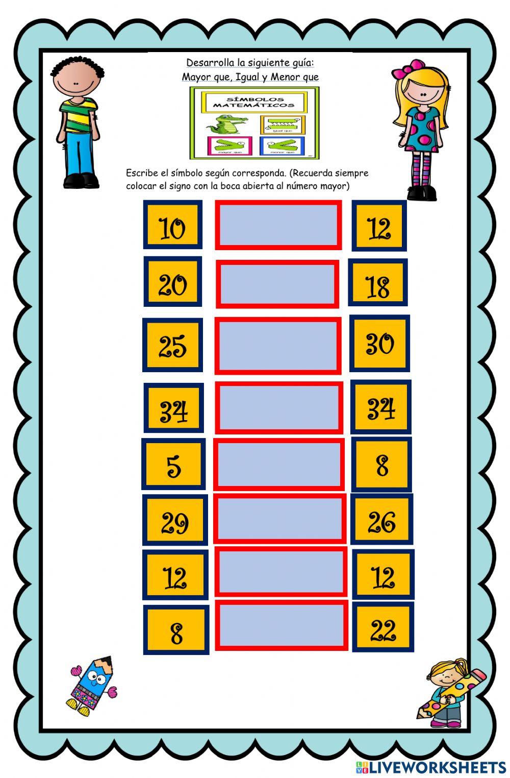 Mayor que, igual y menor que