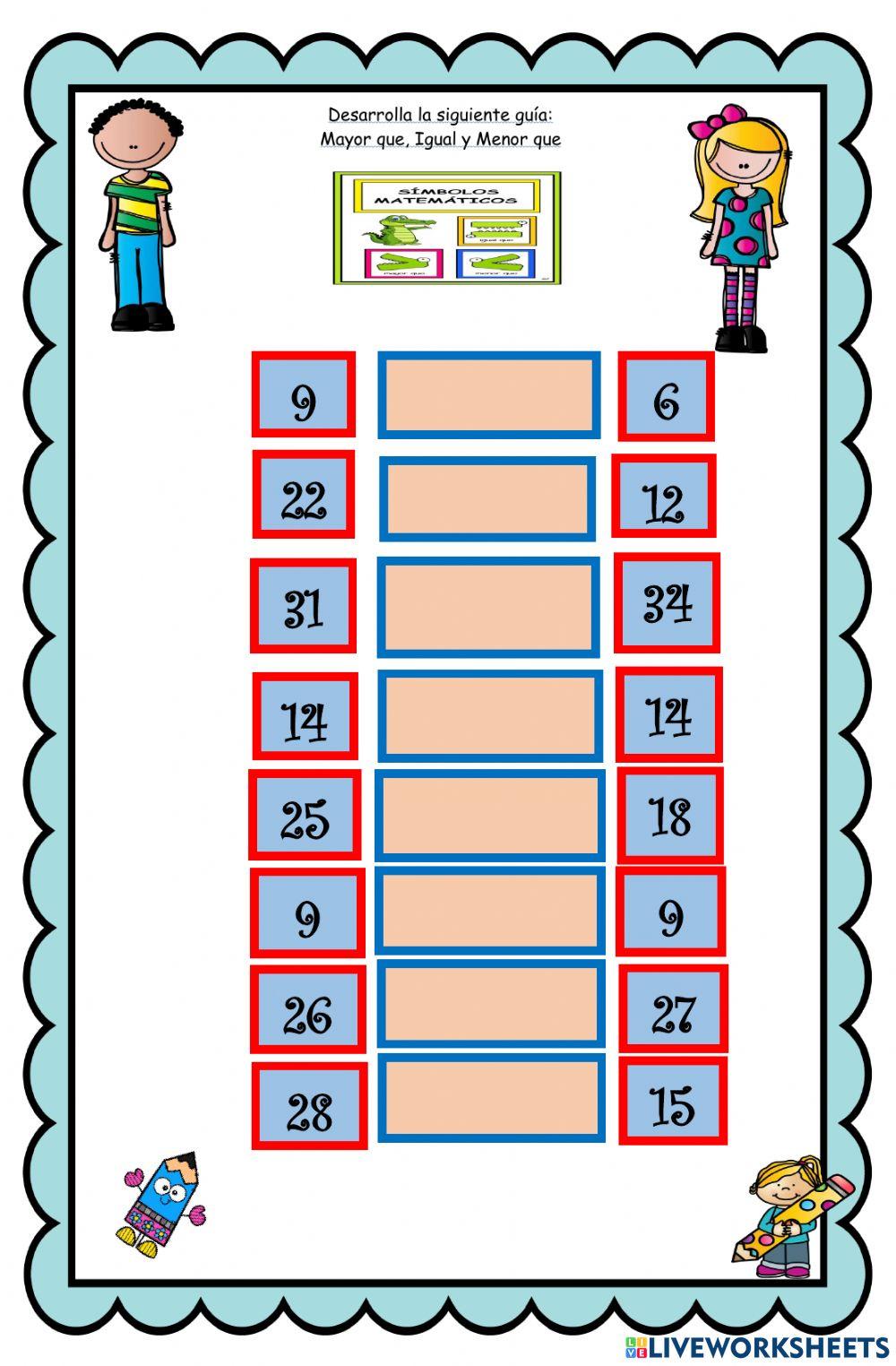 Mayor que, igual y menor que